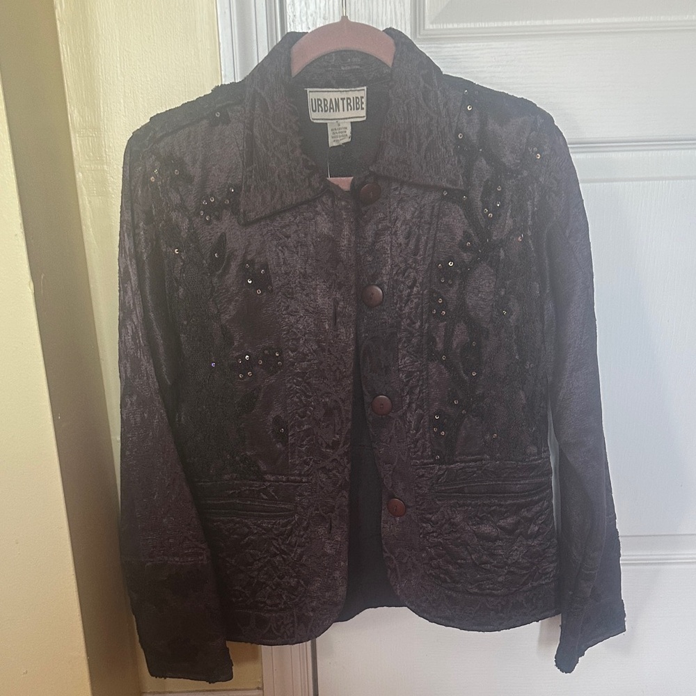 Fay Plum Embellished Button-Front Blazer